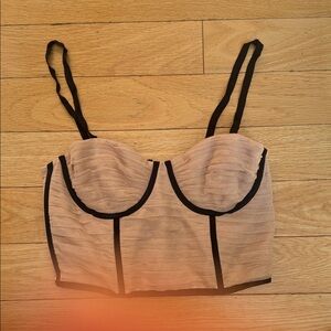 Alice + Olivia Tan and Black Bustier Top